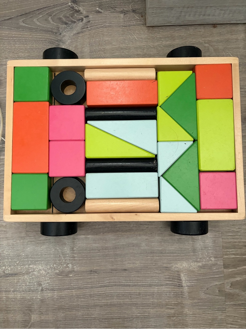 IKEA MULA 24 building blocks with pull wagon